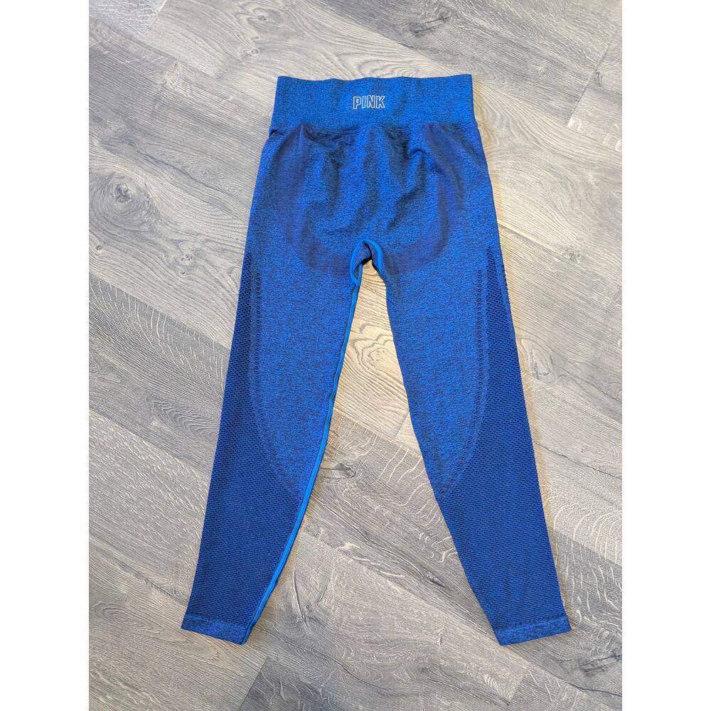 Victoria's Secret PINK Seamless Leggings with Stretch Mesh Detail Blue SZ M - Picture 2 of 6